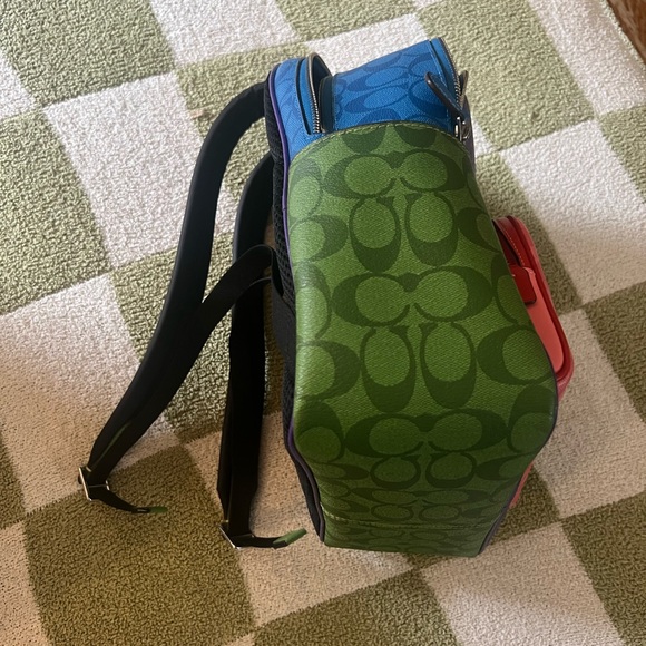 Coach Colorblock backpack in purple, blue, pink, and green. Never used! - Picture 2 of 8